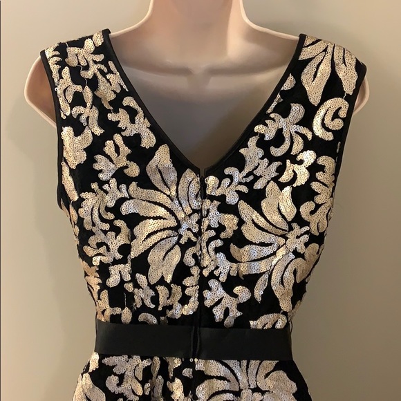 Betsy Adams black dress with gold sequins size 4 - Picture 6 of 8
